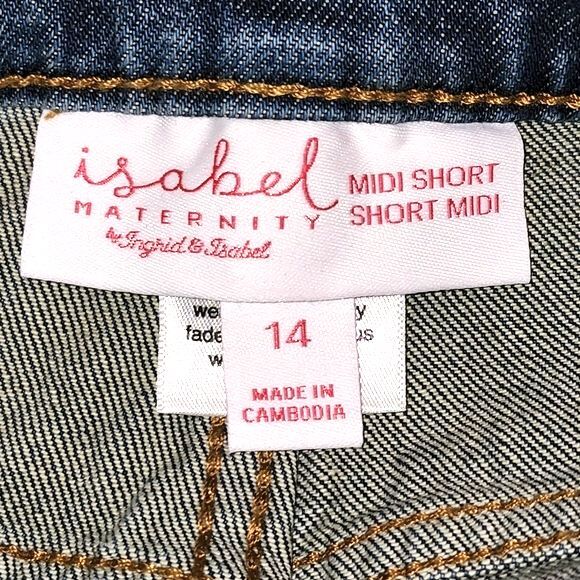 Isabel Maternity NWT Under the Belly Midi Jean Shorts Size 14. - Picture 4 of 6